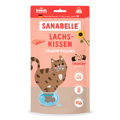 Sparpaket: 7x55g Sanabelle Lachkissen Katzensnacks
