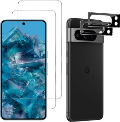 Screenprotector geschikt voor Google Pixel 8 Pro - 2 stuks Beschermglas van glas Transparante glazen schermbeschermfolie + 2 stuks Camera Protector