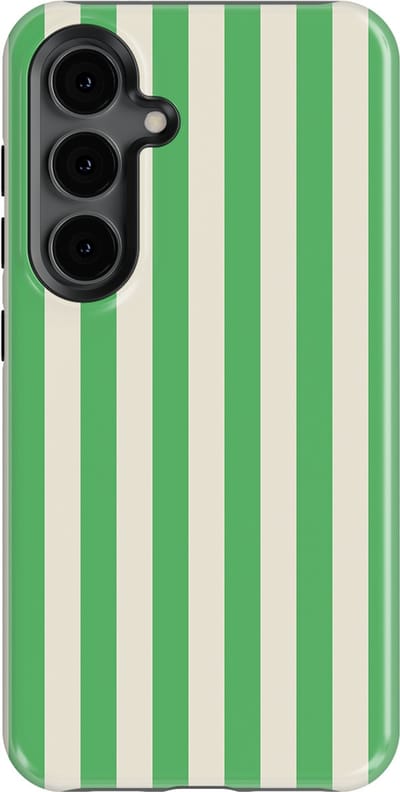 DripCase Gestreept Hoesje Samsung Galaxy S24 | Backcover met Mag | Stripes Motief | Trendy Case Samsung Galaxy S24 met Strepen Pistachio Cream