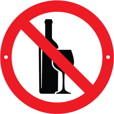 Verbodsbord Verboden te Drinken - 30cmØ met 2 Boorgaten - op 3mm dik Aluminium