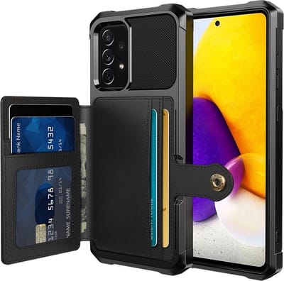 Portemonnee Hoesje Geschikt voor Samsung Galaxy A53 - 3 in 1 Back Cover met Pasjeshouder - Telefoonhoesje voor Pinpas met Kaarthouder - Case met Magneet voor Auto Houder Zwart