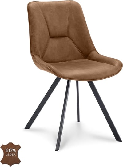 Icon Living - Stoel Brooks - Microleder Bull Camel - Poot Zwart