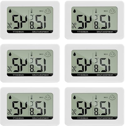 Mini Digitale Hygrometer en Thermometer voor Binnen - Temperatuur en Vochtigheid Tester voor Kantoor, Keuken en Broedmachines (6 Stuks)