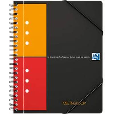 Meetingbook Oxford International A5+, dubbelspiraalgebonden, geruit, 80 vel, SKRIBZEE®-comp., 5 stuks.