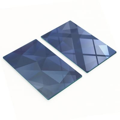 Set van twee glazen snijplanken, blauw kristal, 2x30x52 cm