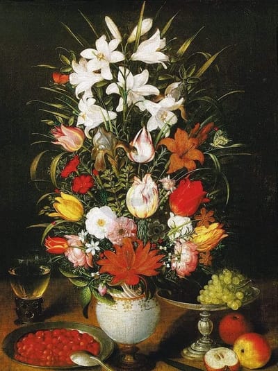 Kunstdruk Pieter D, J, Brueghel - Vaso ornato di fiori 60x80cm
