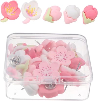 Bloem Speldjes - Decoratieve Punaises - Decoratie Kantoor - Uniek Bloem Design - 30 Stuks - Assorti