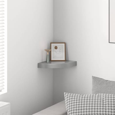 vidaXL - Hoekschap - zwevend - 25x25x3,8 - cm - MDF - hoogglans - grijs