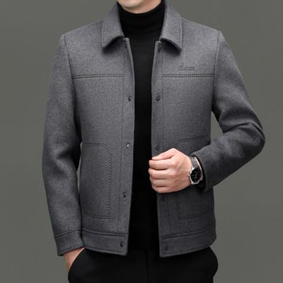 Trendy Revers Dubbelzijdig Wollen Jas voor Jonge en Middelbare Mannen Herfst en Winter Dubbelzijdig Wollen Dikke Jas 3XL black