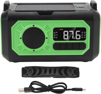 Noodradio - Hand Crank Radio - Buiten Avonturen - 12000mAh Batterij - 20 x 13 x 9 cm - Zwart