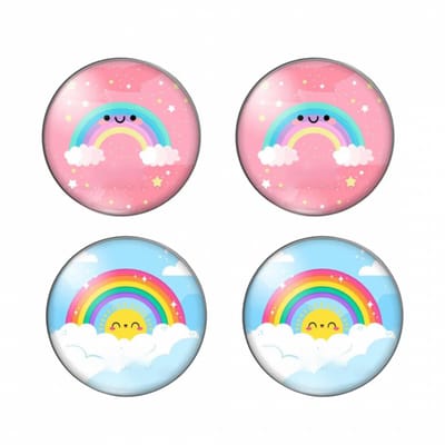 2 paar -Clip oorbellen -regenboog- roze-blauw-geen gaatje- Charme Bijoux