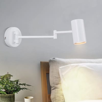 NETTLIFE Wandlamp GU10 - Wit - Binnen Slaapkamerlamp - Modern Wandspot - Lange Arm Draaibaar - Metaal Wandverlichting - voor Woonkamer | Hal - Zonder Lichtborn