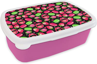 Broodtrommel Roze - Lunchbox - Brooddoos - Eten - Patroon - Roze - 18x12x6 cm - Kinderen - Meisje