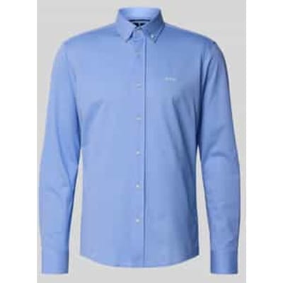 BOSS Joe regular fit overhemd - structuur - blauw - Strijkvriendelijk - Boordmaat: 39
