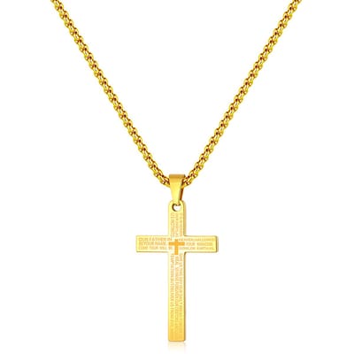 Sorprese Ketting Kruis - Premium Goudkleurig - Ketting heren - 60 cm - Heren Ketting - cadeau - Model X - Cadeau