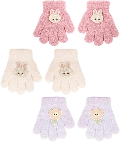 Warme winterhandschoenen voor jongens en meisjes, schattige magische handschoenen, zachte gebreide vingerhandschoenen voor kinderen van 1-5 jaar, ideaal voor buitenactiviteiten en koude dagen