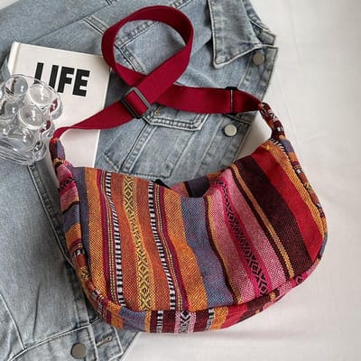 Tas met grote capaciteit in etnische stijl Nieuwe trendy mode crossbody dumplingtas Ins retro veelzijdige schoudertas dames  rde