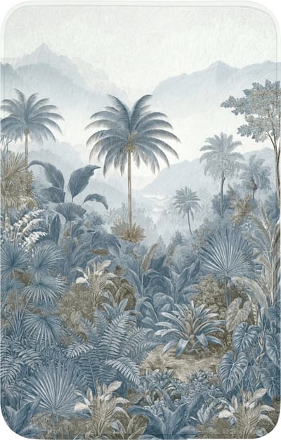 WC mat 50x80 cm - Antislip - Jungle - Landschap - Blauw - Toiletmat - Vloermat - Douchemat - Toilet tapijt - Toiletmatten