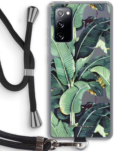 Hoesje met koord geschikt voor Samsung Galaxy S20 FE / S20 FE 5G hoesje met Koord - Bananenbladeren - Telefoonhoesje met Zwart Koord - Bescherming aan alle Kanten en Over de Schermrand
