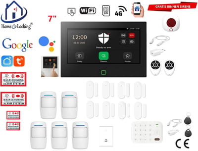 Draadloos/bedraad alarmsysteem met 7-inch voor woning/camper en caravan met touchscreen werkt met wifi,gprs,sms en met spraakgestuurde apps. ST01B-B11