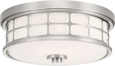 Landelijke Plafondlamp - Steady Lighting - Glas - Landelijk - E27 - L: 34.5cm - Voor Binnen / Binnen - Woonkamer - Eetkamer - Zilver