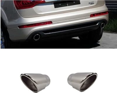 Sport Look Uitlaat sierstuk 100mm Chroom rond schuin voor Audi Q7 4L (2006-2015) Uitlaat tips eind stuk sierstukken chrome schroefbevestiging zonder lassen