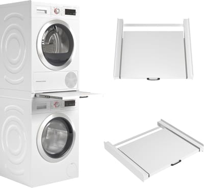 Ploutos® Tussenstuk Wasmachine Droger -Universele Stapelkit – Tussenstuk Wasmachine en Droger – Geschikt – Wit- 54cm x 60cm x 8cm