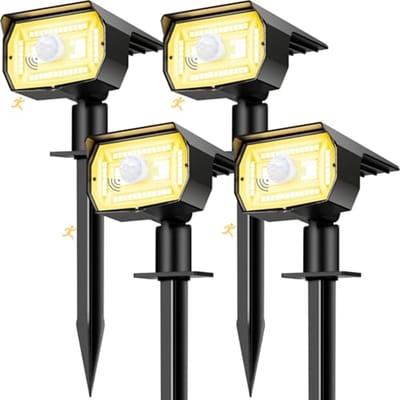 Zonnelamp voor buiten met bewegingsmelder - 4 stuks, krachtige 56 LED verlichting, waterdicht en verstelbaar - Ideaal voor tuin en paden