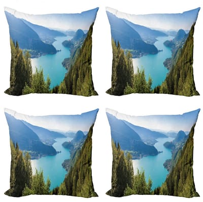 ABAKUHAUS Lake Forest Kussenhoes – 4×40 cm – Dubbelzijdig – Aqua Azure