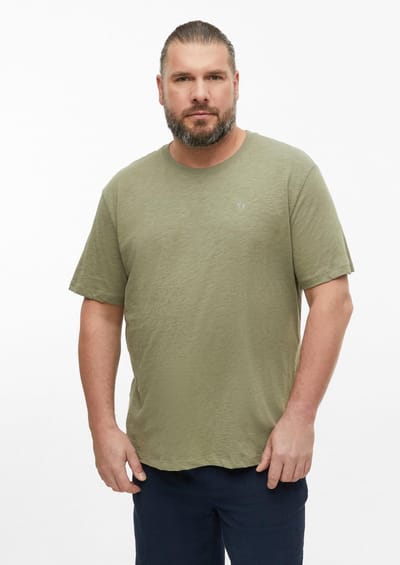 s.Oliver - male - T-shirt in vlamgarenstructuur met logodetail