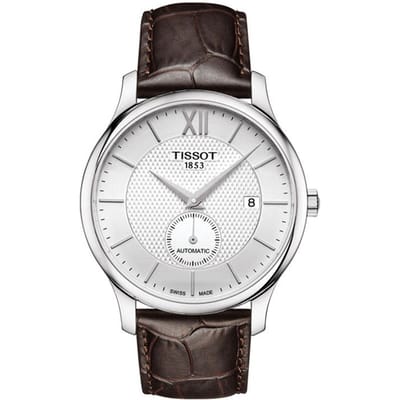 Tissot Elegance Serie Automatisch Mechanisch Uurwerk 30m Waterbestendig Horloge 40mm Wit Wijzerplaat Roestvrijstalen Kast Lederen Band T063.428.16.038.00 Silver Black white