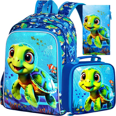 3 STuks Jongens Vliegtuig Rugzak, Waterbestendig Kinder Rugzak Set met Lunchbox, Leuke Schooltas voor Peuters Kleuters blue