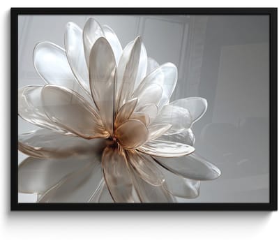 Poster in lijst - Fotolijst 70x50 cm - Posters - Bloem - Wit - Neutraal - Posterlijst zwart - Decoratie - Wanddecoratie woonkamer - Muurdecoratie slaapkamer