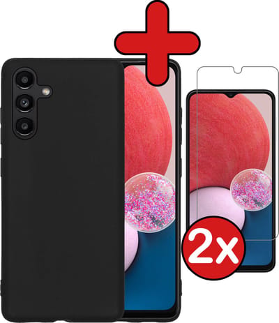 Hoesje - Met 2x Screenprotector - Geschikt voor Samsung Galaxy A13 5G - Sterk & Shockproof - Telefoon Hoes - Back Cover - Siliconen Case - Telefoonhoes - Zwart