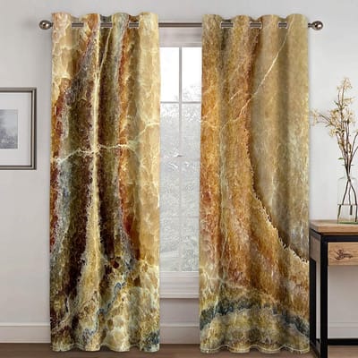 3D Luxe Marmeren Gouden Textuur Schaduwgordijnen 2 Panelen Woonkamer Slaapkamer Woondecoratie Dunne Gordijnen Gratis Verzending 100W160H(CM)40x63in&Hook