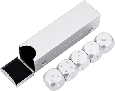 Vijfzijdige dobbelstenen in zilver en goud van aluminiumlegering met opbergdoos voor tafelspellen en poker
