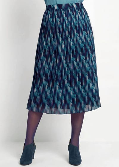 Plissérok met ruitpatroon in midielengte - smaragd / gedess. - Gr. 19 van Goldner Fashion