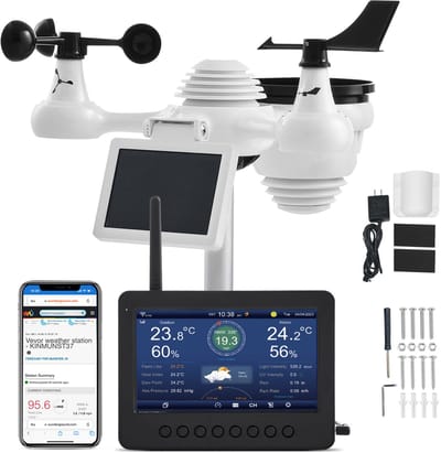 Weerstation - 7-in-1 - Draadloos - Weerstation Met 186 mm TFT -Scherm en Draadloze Buitensensor - Waterdicht (IPX6) - Wit