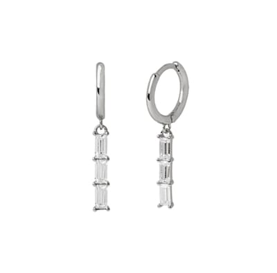 LILI Bar Oorringen / Oorbellen | Wit/Zilver | Ø 10 mm | 20 x 5 mm | 925 Silver