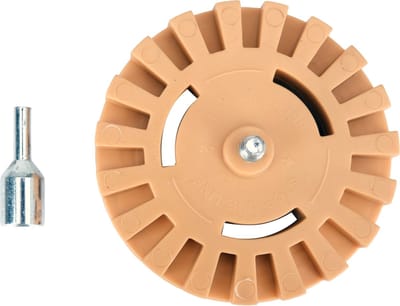 YATO YT-83309 Professionele Stickerverwijderaar Schijf – Ø 100 mm – Rubberen Krasschijf voor Accuboormachine – Inclusief M8 Adapter – Voor Kleur- en Lakveilige Lijmverwijdering