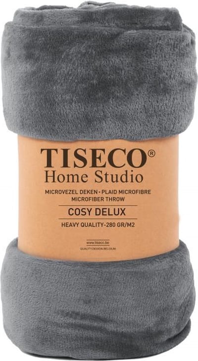 Tiseco Home Studio - Deken COSY DELUX - microflannel - 280 g/m² - 180x220 cm - Donkergrijs