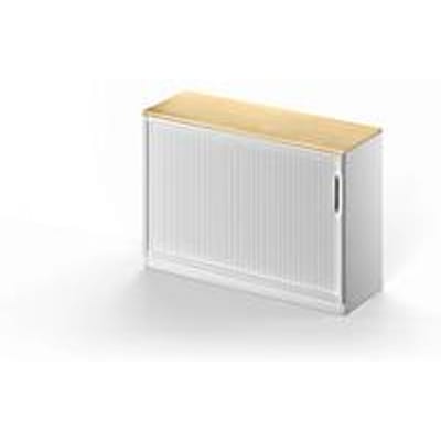 Schäfer Shop Genius Roldeurkast TETRIS SOLID, 2 ordnerhoogten, B 1200 x H 818 mm, met legbord, esdoorn/blank aluminium