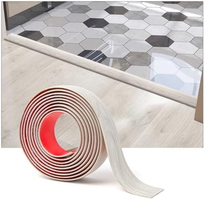 Zelfklevende Vinyl Vloerovergangsstrips voor Laminaat en Tegels - 122x4x0.3cm, Wit Gewashte Afwerking