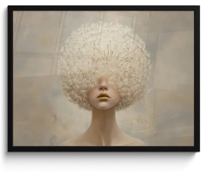 Poster in lijst - Fotolijst 80x60 cm - Posters - Dromerig - Beige - Paardenbloemzaadjes - Posterlijst zwart - Decoratie - Wanddecoratie woonkamer - Muurdecoratie slaapkamer