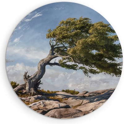 Saammp Muurcirkel Hout - Vintage boom - Abstract - Landschap - Natuur - Ø 90 - Wandcirkel - Wanddecoratie Cirkel - Muurdecoratie Woonkamer - Slaapkamer decoratie - Rond Schilderij