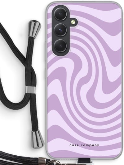 Case Company® - Hoesje met koord geschikt voor Samsung Galaxy A54 hoesje met Koord - Swirl Paars - Telefoonhoesje met Zwart Koord - Bescherming aan alle Kanten en Over de Schermrand