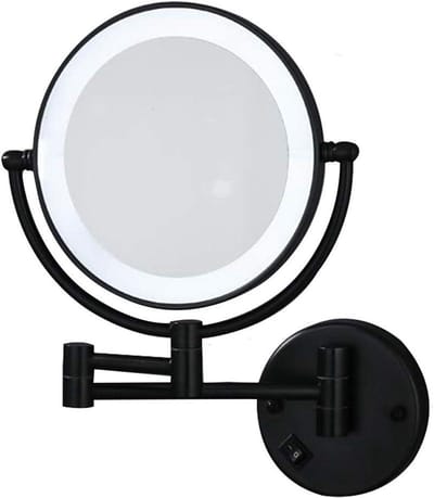 Verlichte Make-up Spiegel - Cosmetica Spiegel - Gedetailleerde Verzorging - Uitschuifbare Arm - 8 Inch Rond - Zwart