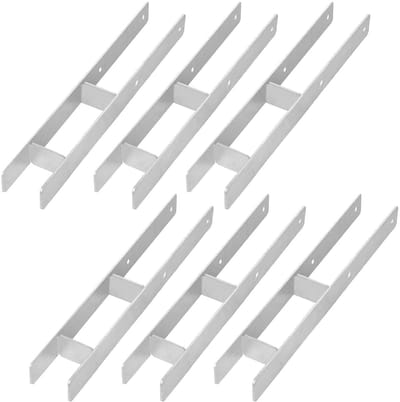 KOTARBAU® H Instortanker - Paalhouder in Beton Storten 80 x 600 mm 6 Stuks - Betonanker voor Houten Palen - Paaldrager Beton - Kolomvoet Beton - Thermisch Verzinkte Paalhouder
