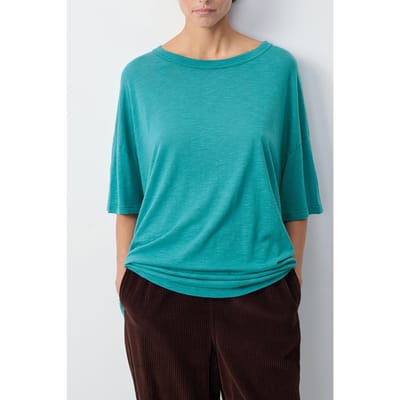 American Vintage Jacksonville T-shirt Emeraude Chine Maat: XS/S | Tops Outlet | Dames | Blauw