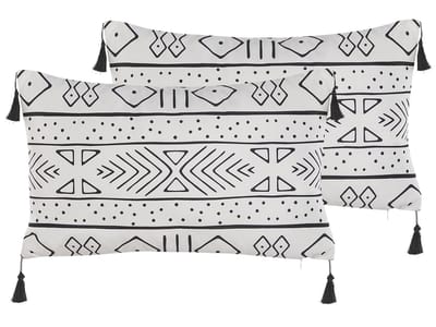 SCHEFFLERA - Sierkussen set van 2 - Wit - 30 x 50 cm - Fluweel